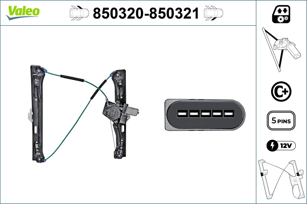 Mecanism actionare geam 850320 VALEO